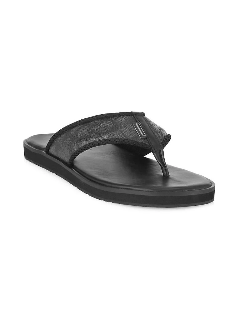商品Coach|Logo Jacquard Leather Flip-Flops,价格¥933,第2张图片详细描述