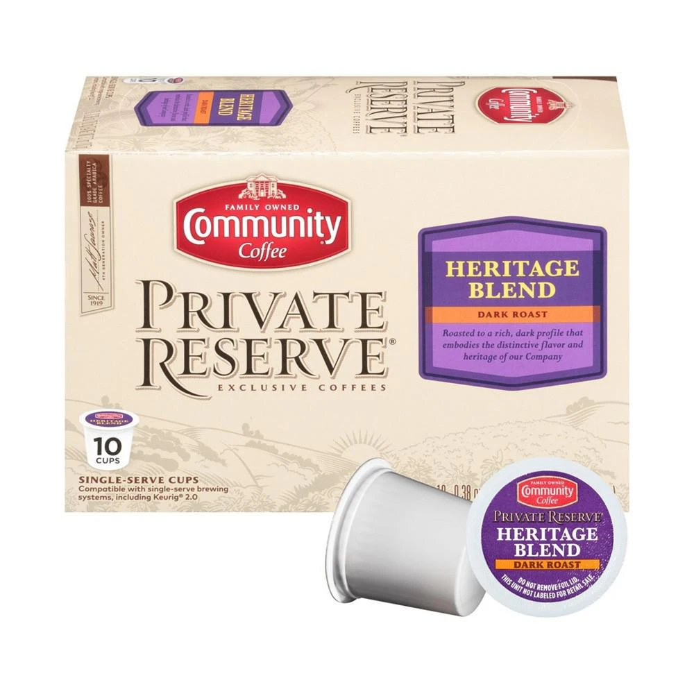 商品Community Coffee|Private Reserve Heritage Blend Dark Roast Single Serve Pods, Keurig K-Cup Brewer Compatible, Pack of 60,价格¥574,第2张图片详细描述