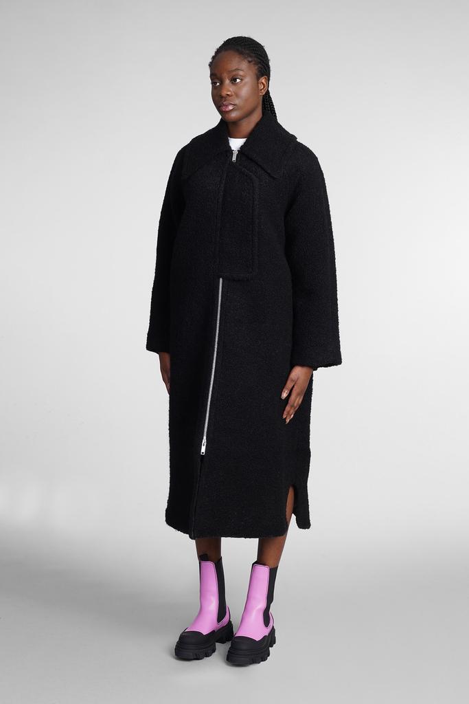 Ganni Coat In Black Wool商品第4张图片规格展示