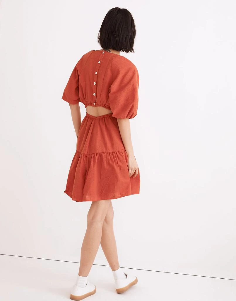 商品Madewell|Seersucker Puff-Sleeve Cutout Mini Dress,价格¥197,第3张图片详细描述