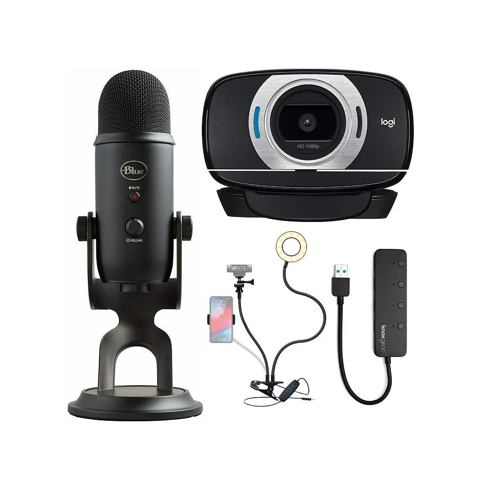 商品Logitech|Hd Webcam With Blackout Yeti Microphone, Usb Hub, Ring Light,价格¥1495,第1张图片