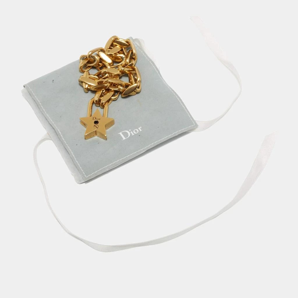 商品[二手商品] Dior|Dior Aged Gold Tone Luck Star Locket Necklace,价格¥7733,第5张图片详细描述