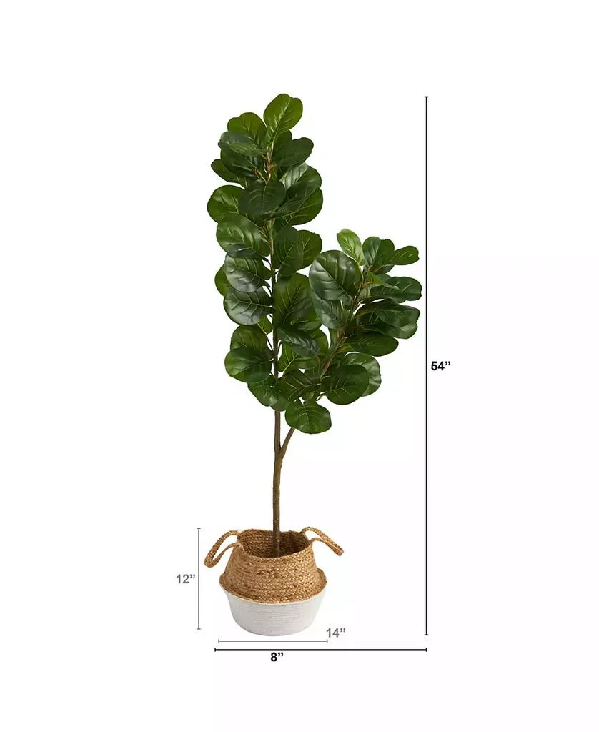 商品NEARLY NATURAL|4.5' Fiddle Leaf Fig Artificial Tree in Boho Chic Planter,价格¥634,第2张图片详细描述