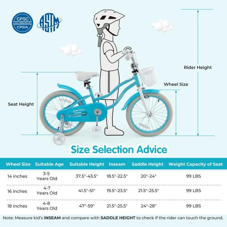 商品BreeBe|Blue & White Kids Bike with Dual Brakes and Adjustable Seat,价格¥780,第4张图片详细描述