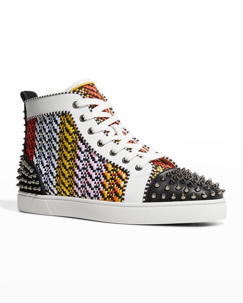 Men's Multicolor Woven Spike High-Top Sneakers商品第2张图片规格展示