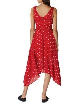 商品The Kooples|Polka Dot Handkerchief Hem Ruffle Midi Dress,价格¥712,第2张图片详细描述