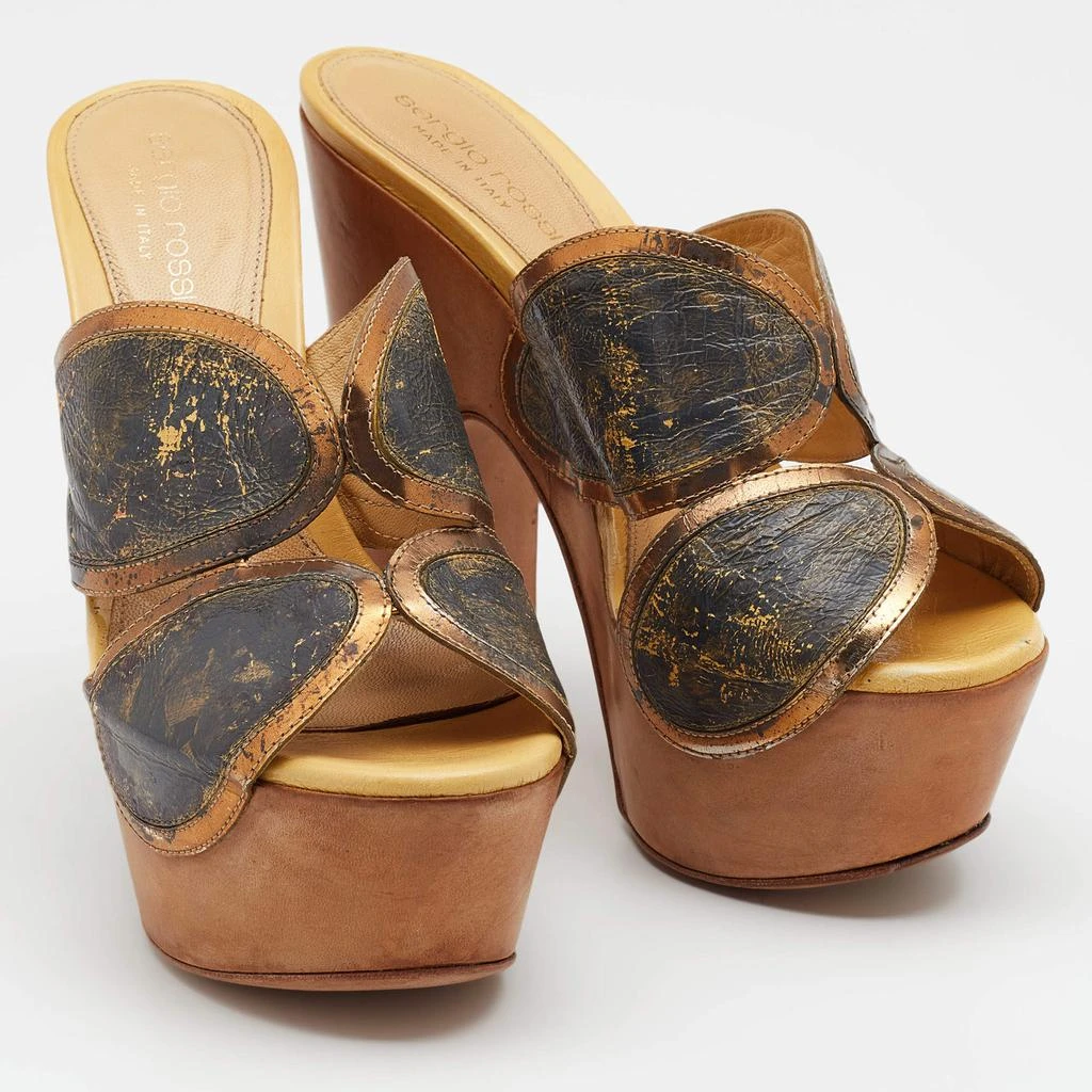 商品[二手商品] Sergio Rossi|Sergio Rossi Multicolor Leather Peep Toe Platform Slide Sandals Size 36.5,价格¥810,第4张图片详细描述