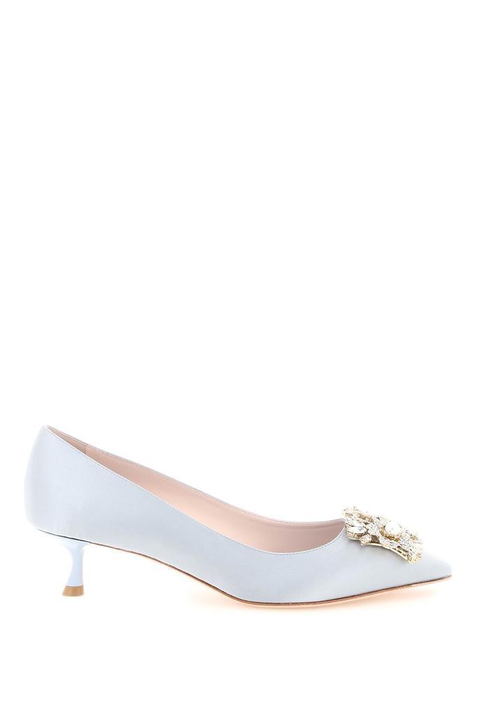 商品Roger Vivier|Roger vivier satin pumps with rv bouquet strass pearl buckle,价格¥7640,第1张图片