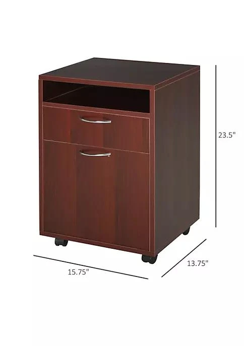商品HOMCOM|Mobile File Cabinet Organizer With Drawer And Cabinet Printer Stand With Castors Brown,价格¥604,第2张图片详细描述