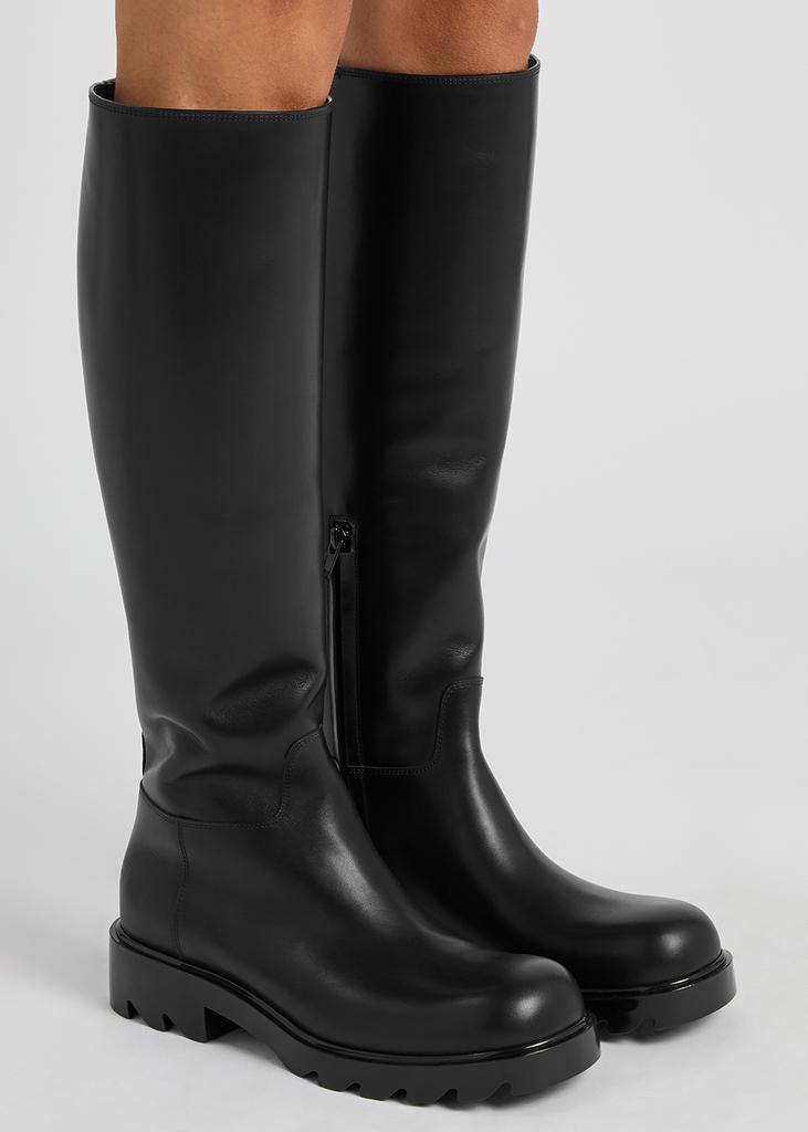 Strut black leather knee-high boots商品第5张图片规格展示