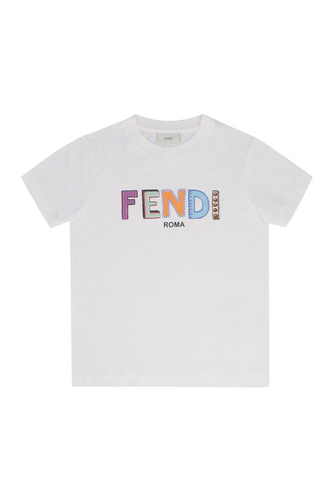 Fendi Kids Logo Printed Crewneck T-Shirt商品第1张图片规格展示