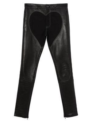 商品Burberry|Heart-Shape Denim Insert Leather Trousers,价格¥4308,第7张图片详细描述