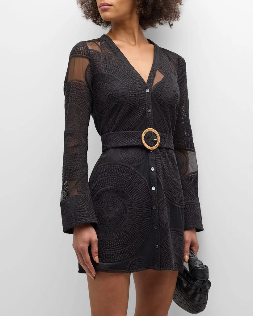 商品Ramy Brook|Teresa Belted Embroidered Mesh Mini Dress,价格¥1402,第3张图片详细描述