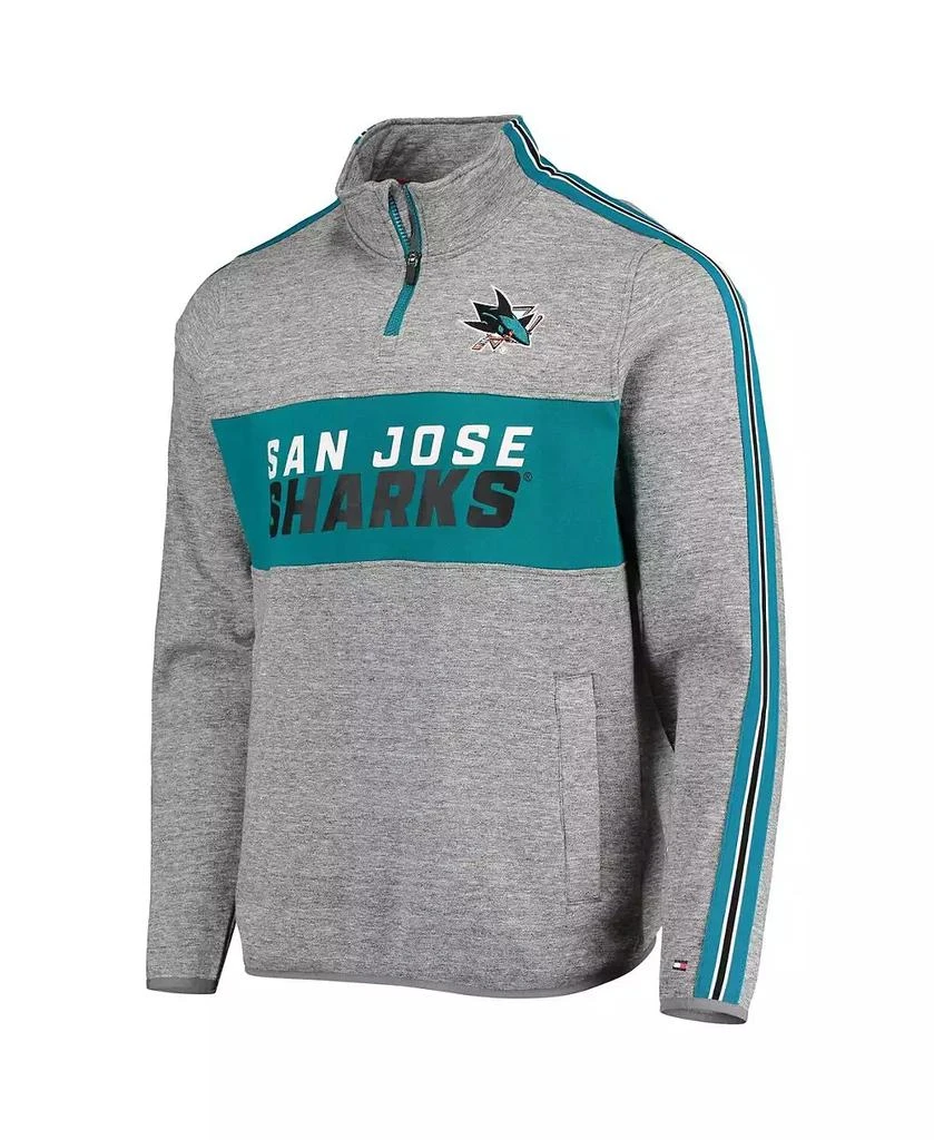 商品Tommy Hilfiger|Men's Heathered Gray San Jose Sharks Mario Quarter-Zip Jacket,价格¥501,第2张图片详细描述