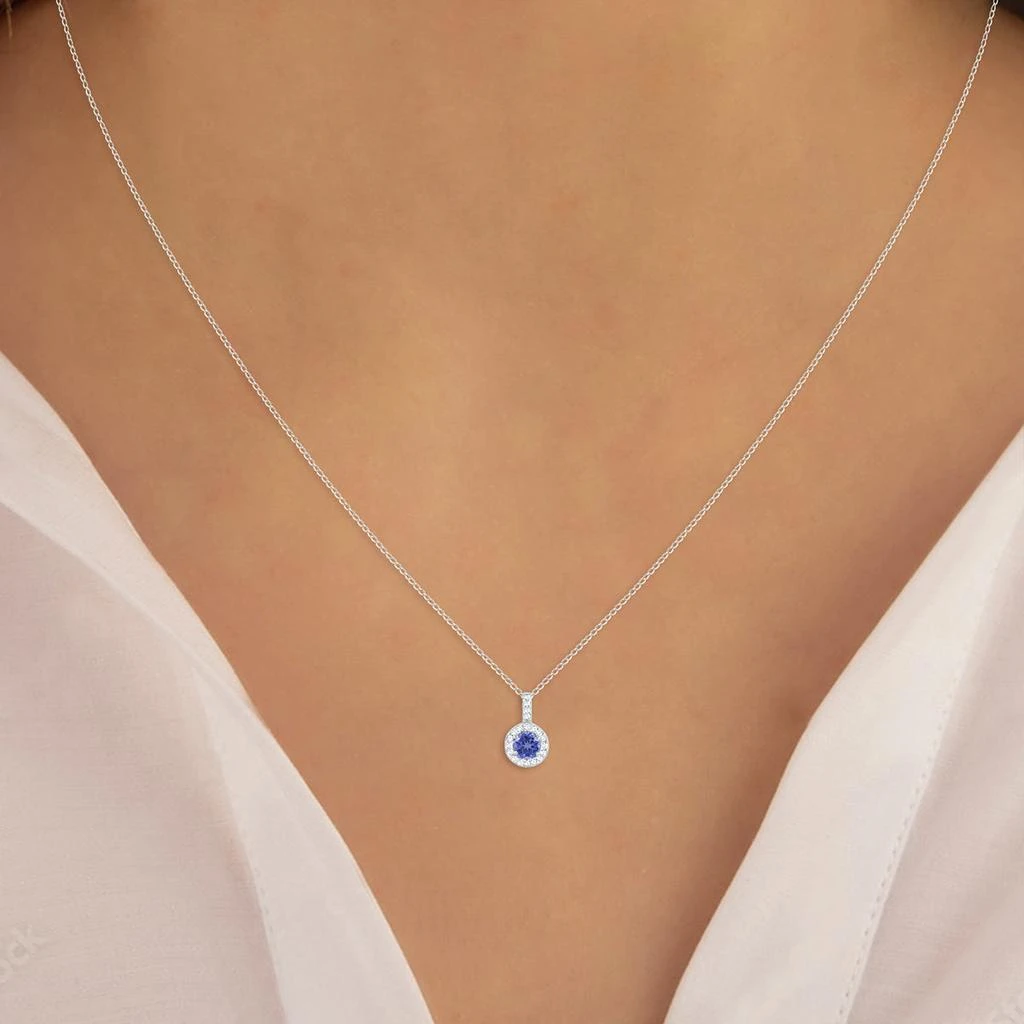 商品SSELECTS|1/2 Carat Tw Halo Tanzanite And Diamond Pendant In 10K,价格¥2168,第5张图片详细描述