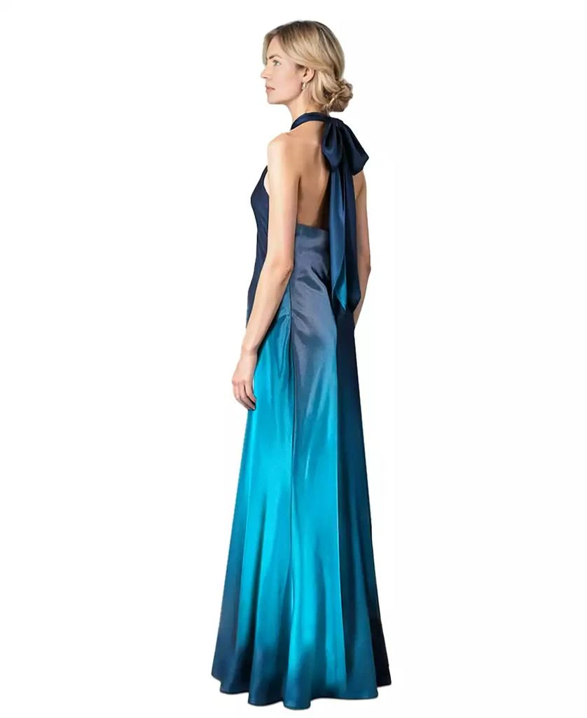 Women's Ombre Sleeveless Draped Halter Gown 商品