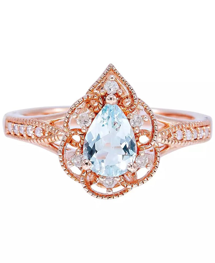 商品Macy's|Aquamarine (1/2 ct. t.w.) & Diamond (1/10 ct. t.w.) Ring in 14k Rose Gold,价格¥6027,第4张图片详细描述