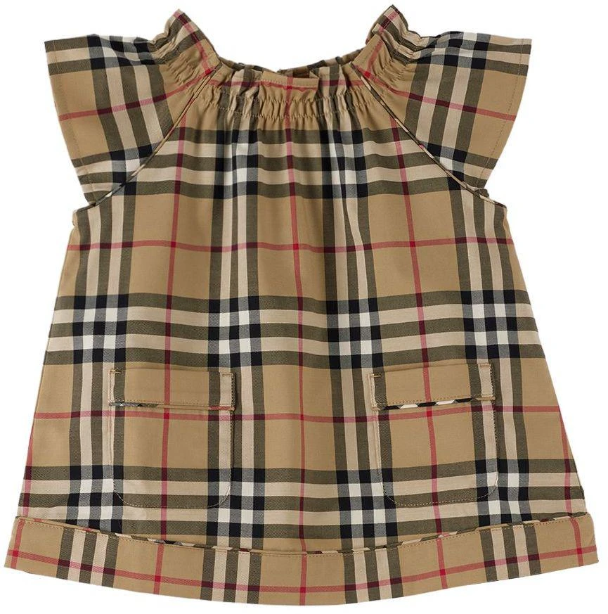 商品Burberry|驼色 Vintage Check 婴儿连衣裙 & 短裤套装,价格¥1949,第2张图片详细描述
