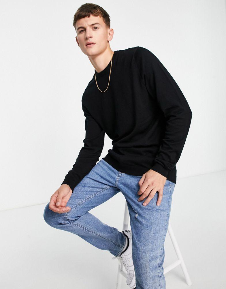 ASOS DESIGN knitted cotton jumper in black商品第3张图片规格展示