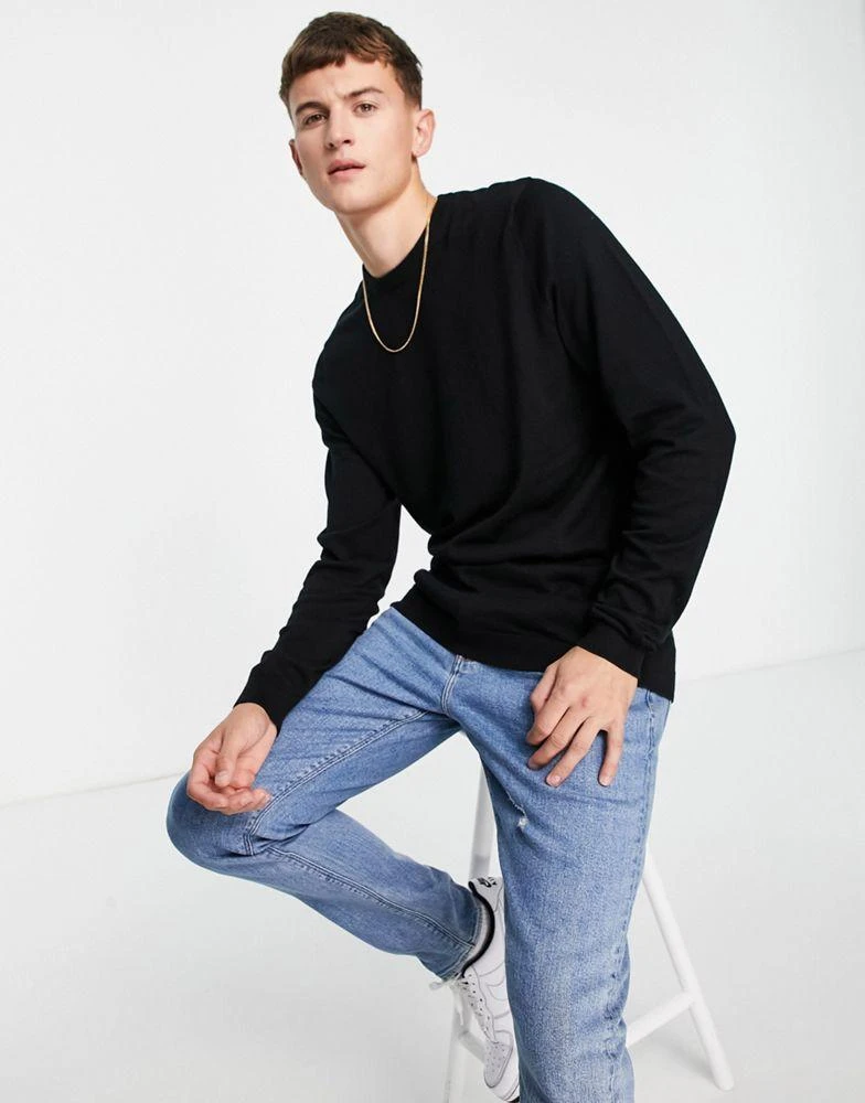 商品ASOS|ASOS DESIGN knitted cotton jumper in black,价格¥139,第3张图片详细描述