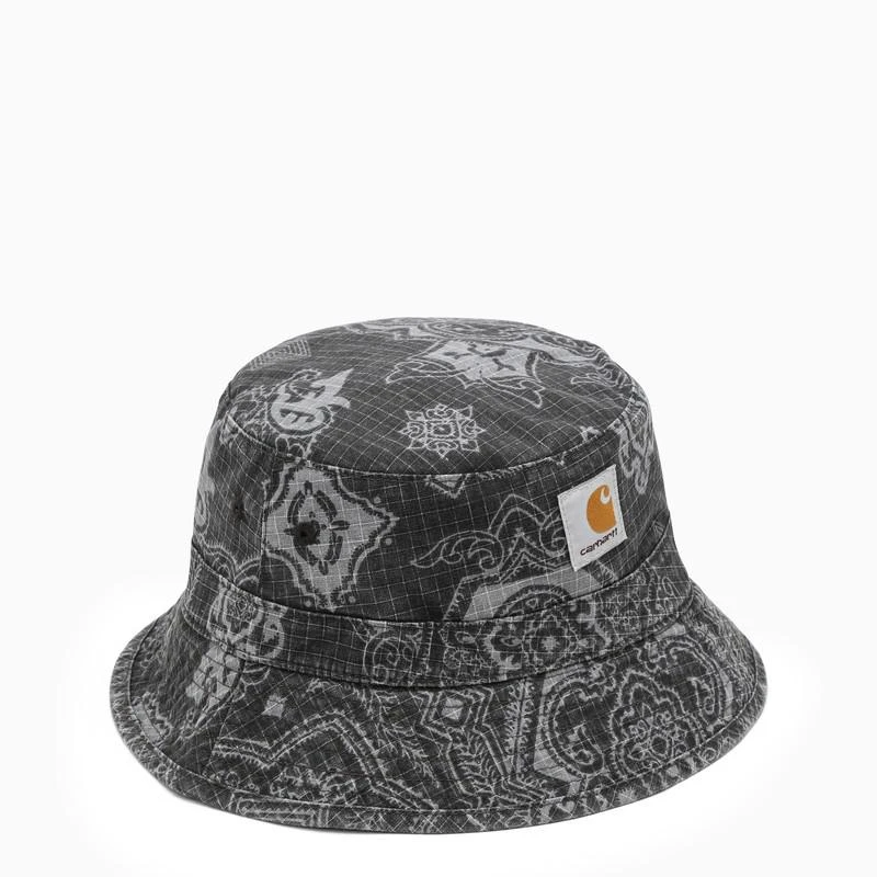 商品Carhartt WIP|Black bucket hat with Verse print,价格¥336,第1张图片