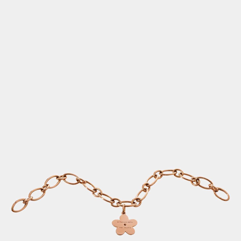 商品[二手商品] Tiffany & Co.|Tiffany & Co. Oval Link Flower Charm Bracelet in 18k Rose Gold, 0.02 Ctw,价格¥25528,第4张图片详细描述