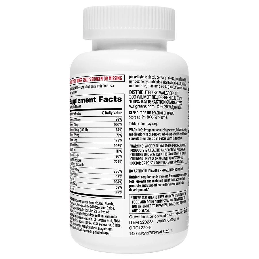 商品Walgreens|Prenatal Multivitamin Tablets (240 days),价格¥142,第2张图片详细描述