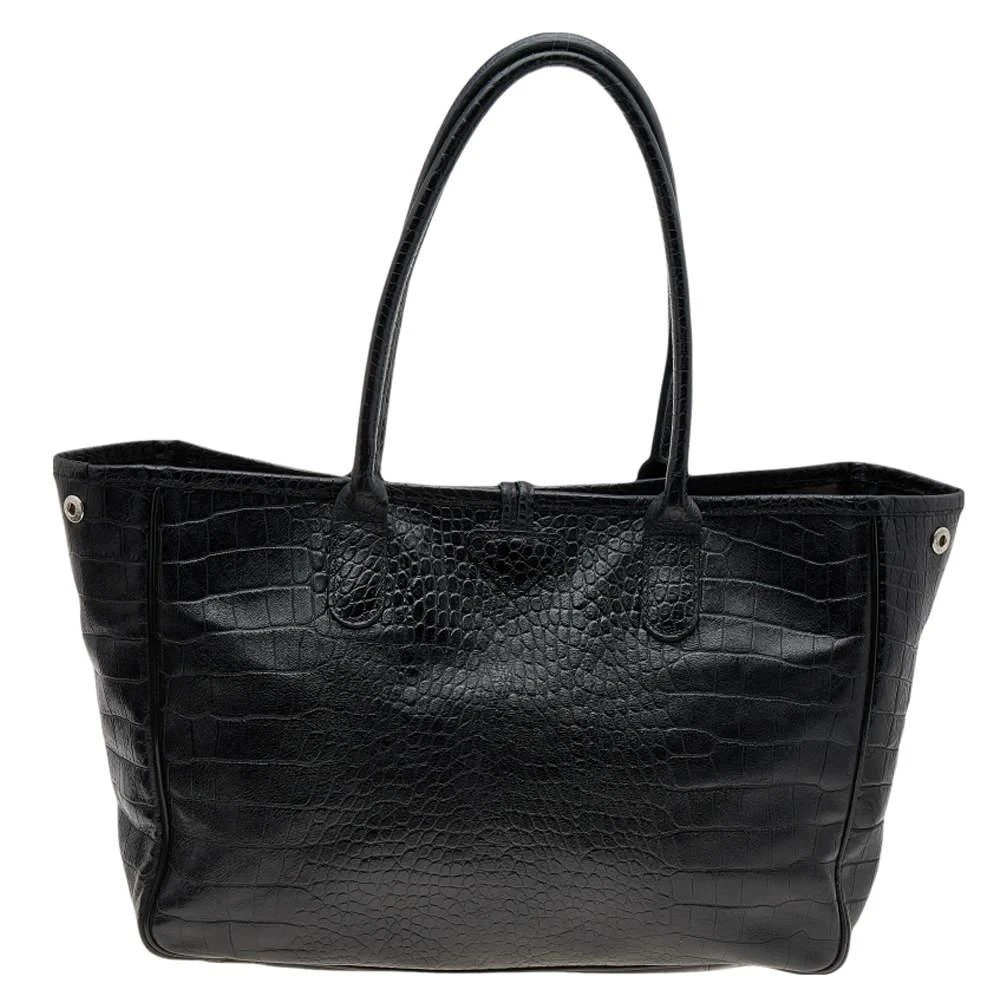 商品[二手商品] Longchamp|Longchamp Black Glaze Croc Embossed Leather Roseau Tote,价格¥1439,第4张图片详细描述