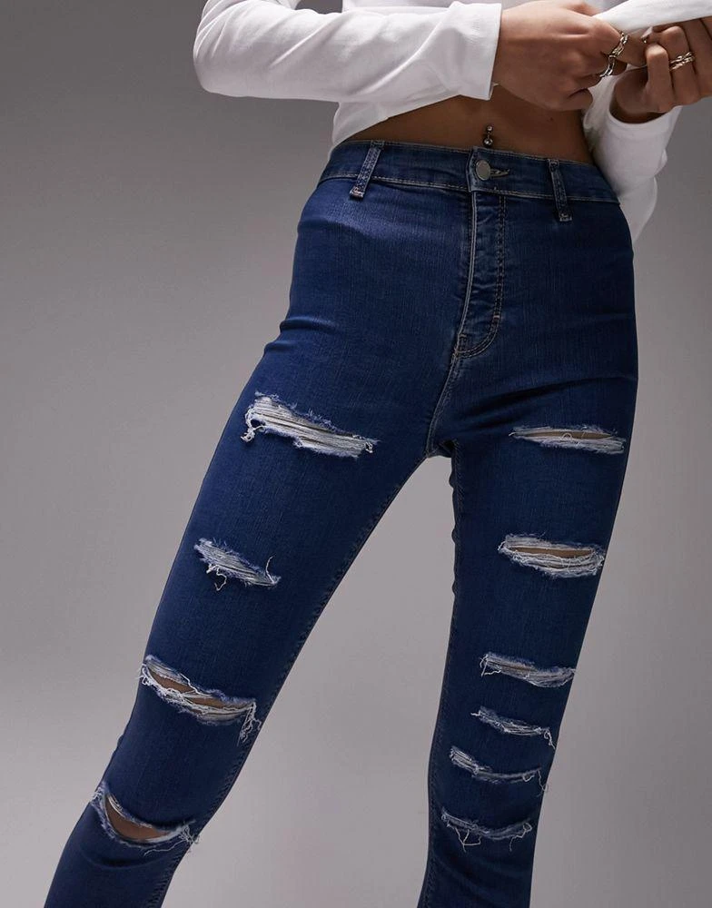 商品Topshop|Topshop Joni jean with super rip in mid blue,价格¥155,第3张图片详细描述