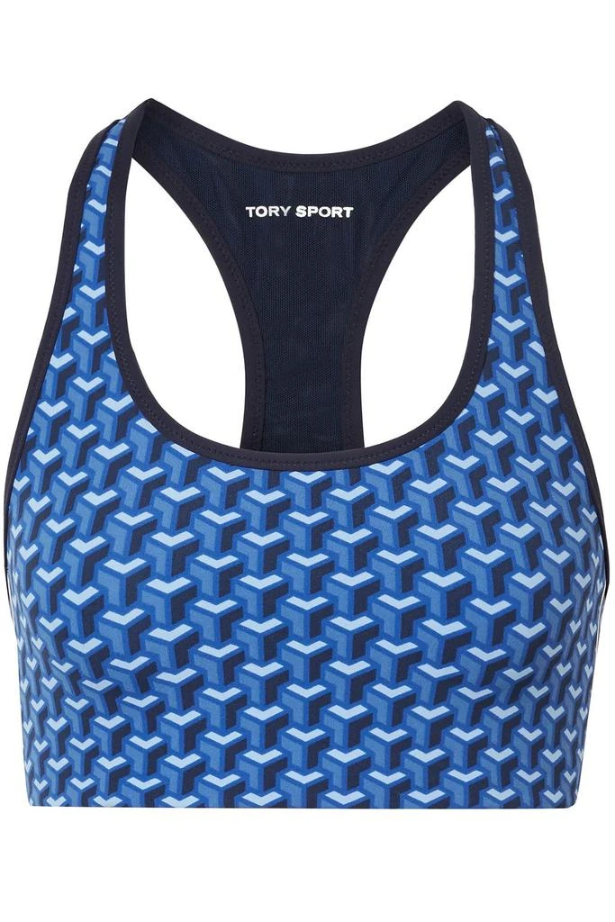 商品Tory Sport|Mesh-paneled printed stretch-jersey sports bra,价格¥182,第1张图片