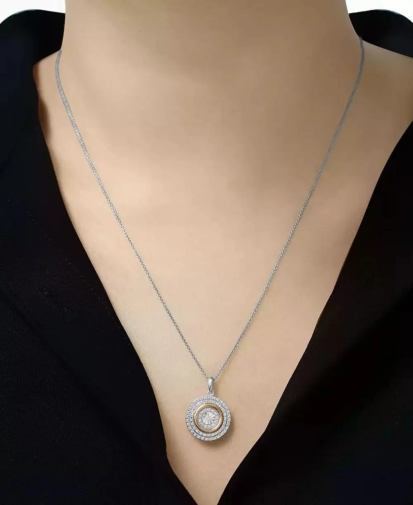 商品Macy's|Diamond Circle 18" Pendant Necklace (1/4 ct. t.w.) in Sterling Silver and 14k Gold-Plate, Created for Macy's,价格¥659,第2张图片详细描述