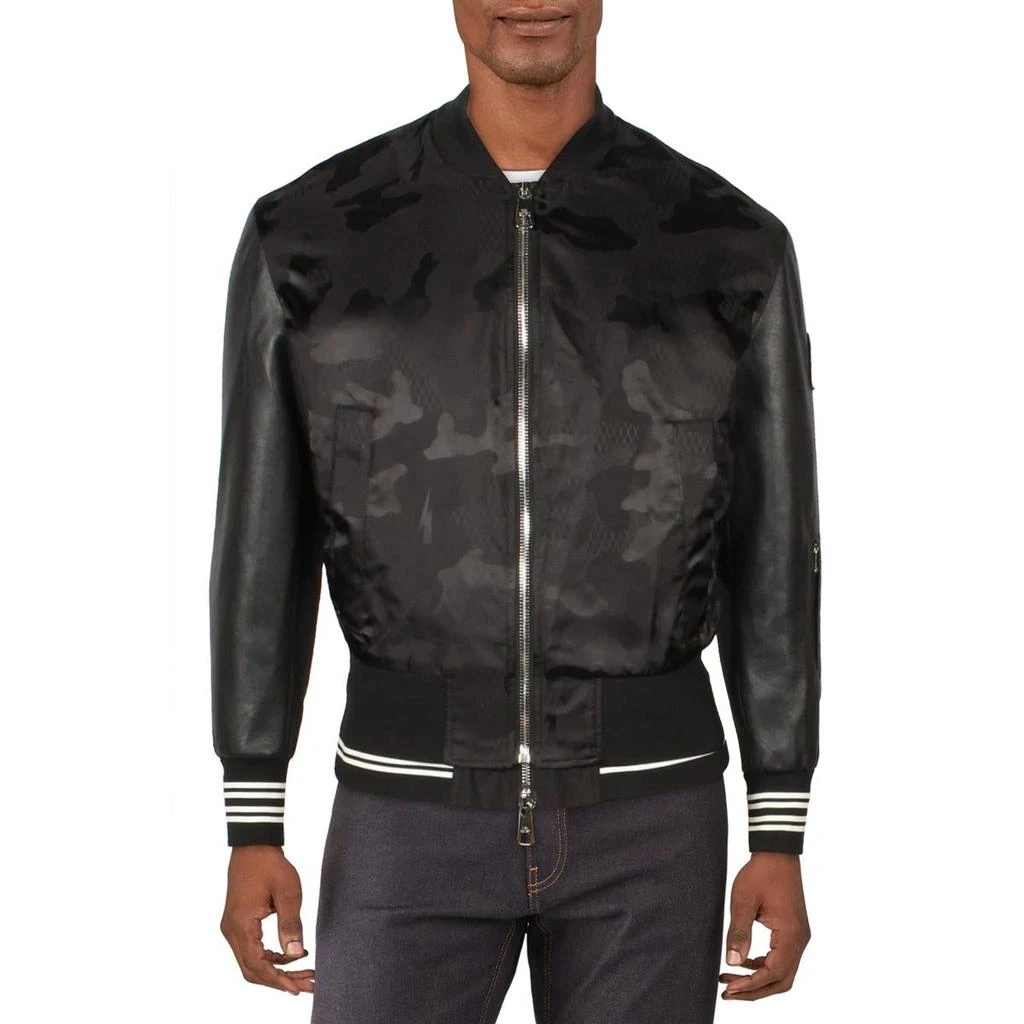 商品Neil Barrett|Neil Barrett Mens Faux Leather Short Bomber Jacket,价格¥1162,第1张图片