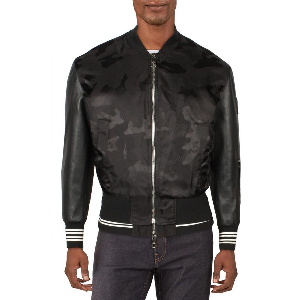 商品Neil Barrett|Neil Barrett Mens Faux Leather Short Bomber Jacket,价格¥1921-¥2098,第1张图片