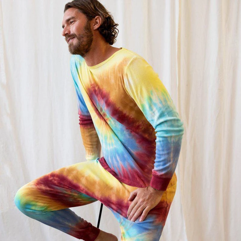 商品Leveret|Mens Swirl Tie Dye Cotton Pajamas,价格¥378,第1张图片