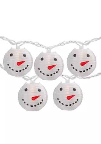 商品Northlight|10 Count White Snowman Paper Lantern Christmas Lights  8.5Ft White Wire,价格¥429,第1张图片