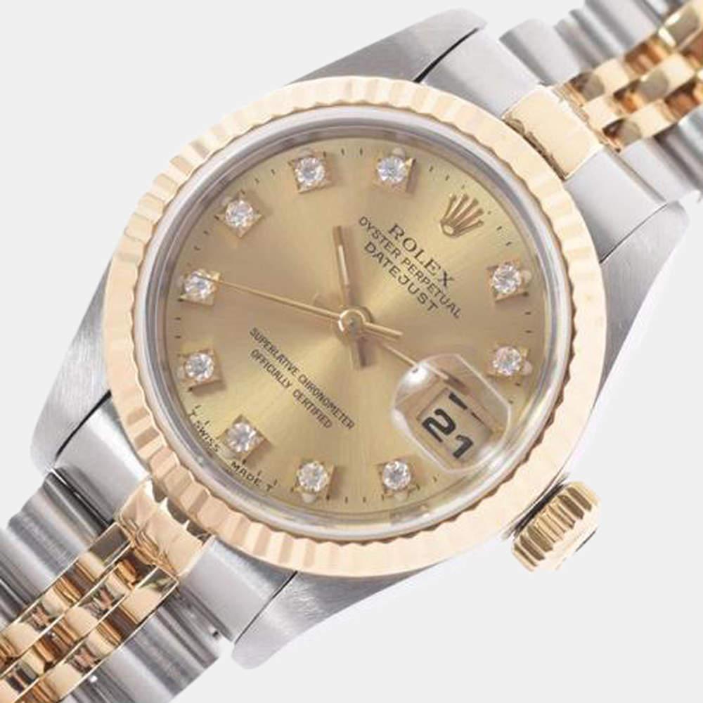 Rolex Champagne Diamonds 18K Yellow Gold And Stainless Steel Datejust 69173G Automatic Women's Wristwatch 26 mm商品第2张图片规格展示