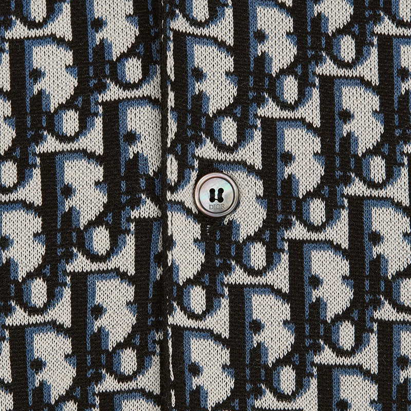 【预售3-7天】迪奥 DIOR斜纹 米色和海军蓝色棉质针织 男士长袖衬衫023M550AT099_C185商品第3张图片规格展示