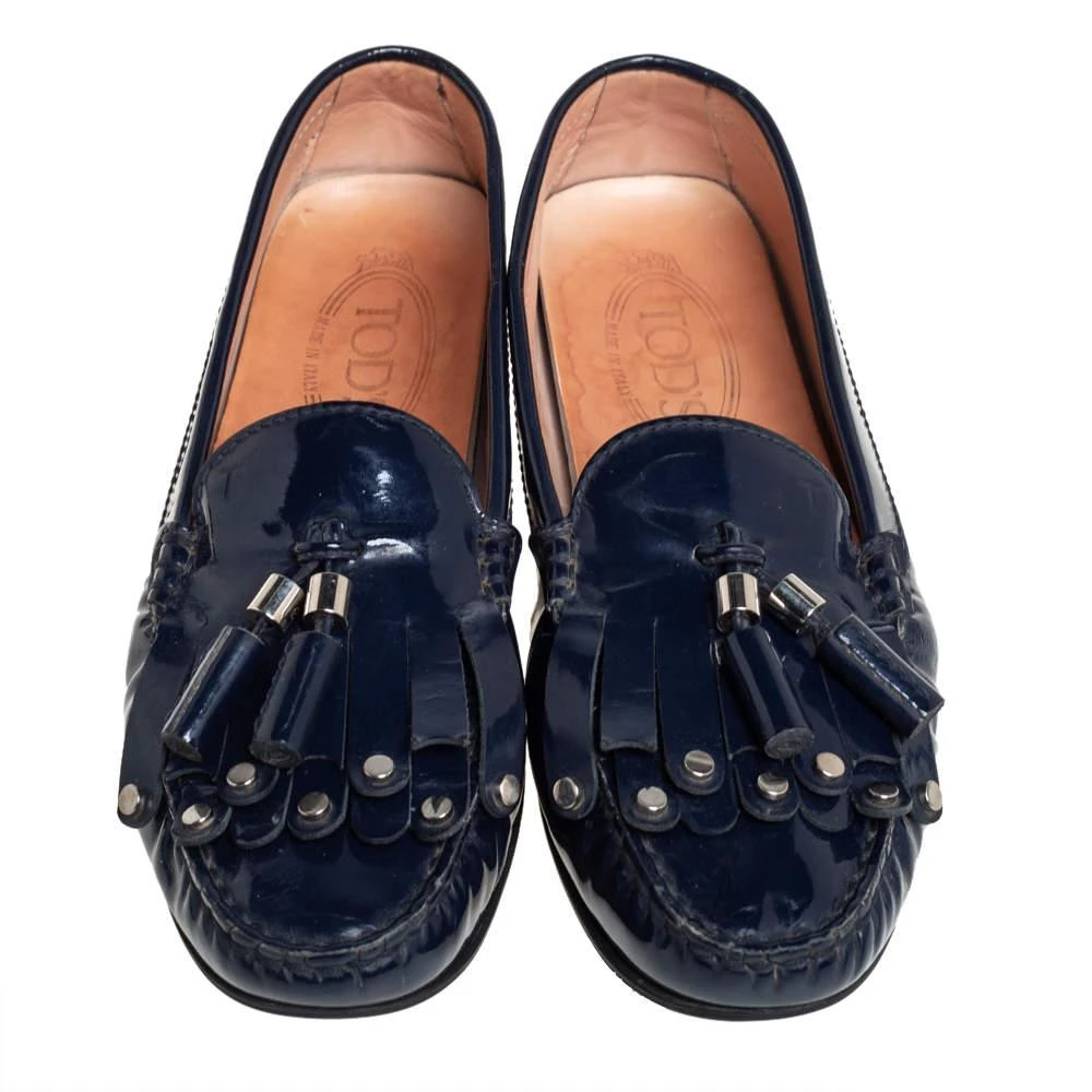 商品[二手商品] Tod's|Tod's Blue Patent Leather Slip On Loafers Size 38.5 ,价格¥1197,第3张图片详细描述