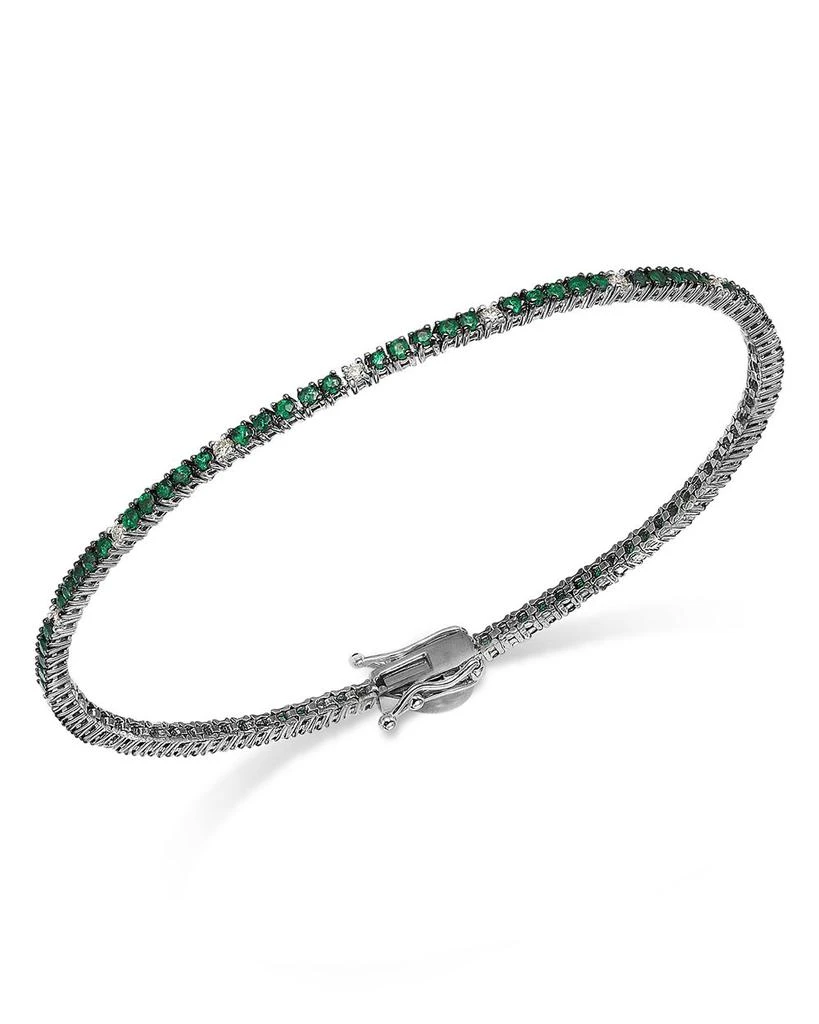 商品Bloomingdale's Fine Collection|Emerald & Diamond Tennis Bracelet in 14K White Gold,价格¥47179,第1张图片