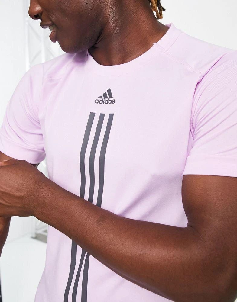 商品Adidas|adidas Training Alpha Strength 3 stripe t-shirt in purple,价格¥234,第1张图片