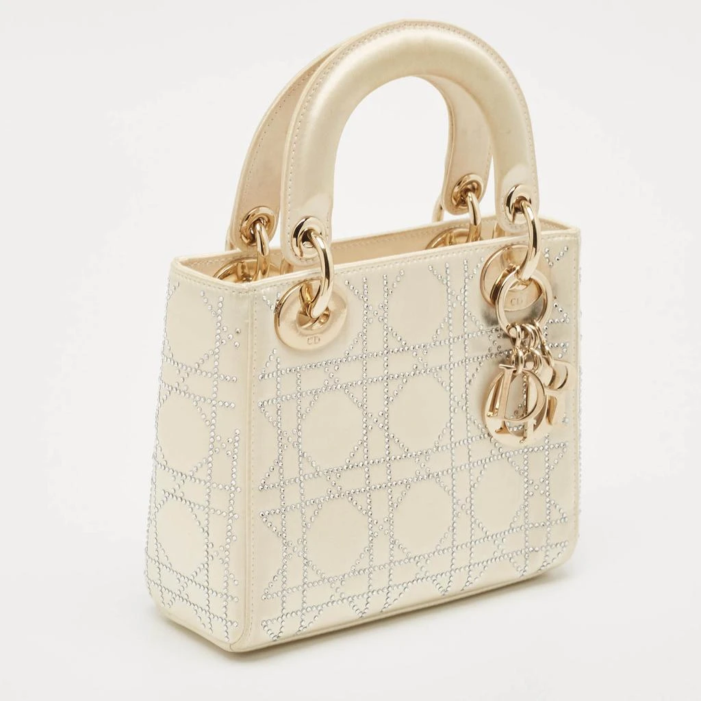 商品[二手商品] Dior|Dior Off White Cannage Satin Mini Crystals Embellished Lady Dior Tote,价格¥23175,第3张图片详细描述