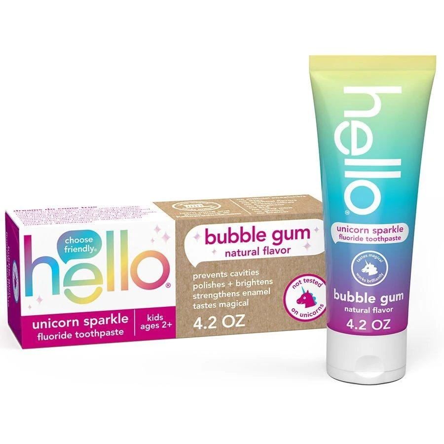 商品Hello|Unicorn Sparkle Kids Toothpaste with Fluoride Bubble Gum, Tube,价格¥44,第1张图片