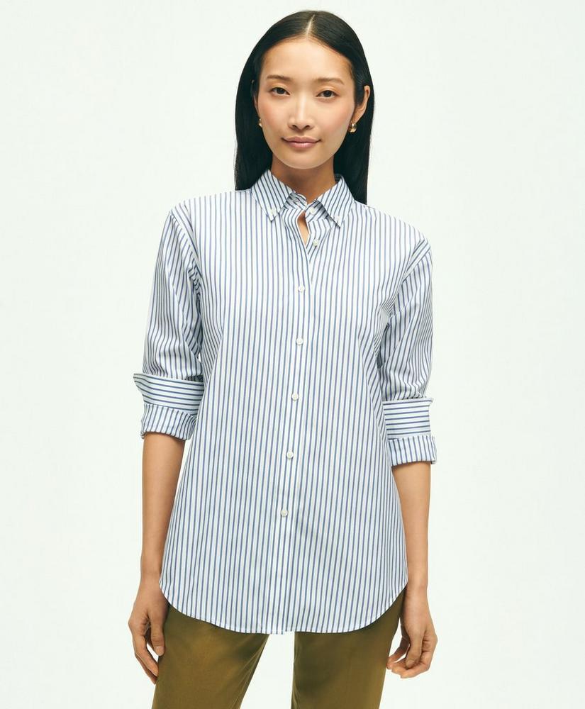 Relaxed Fit Stretch Supima® Cotton Non-Iron Striped Dress Shirt商品第1张图片规格展示