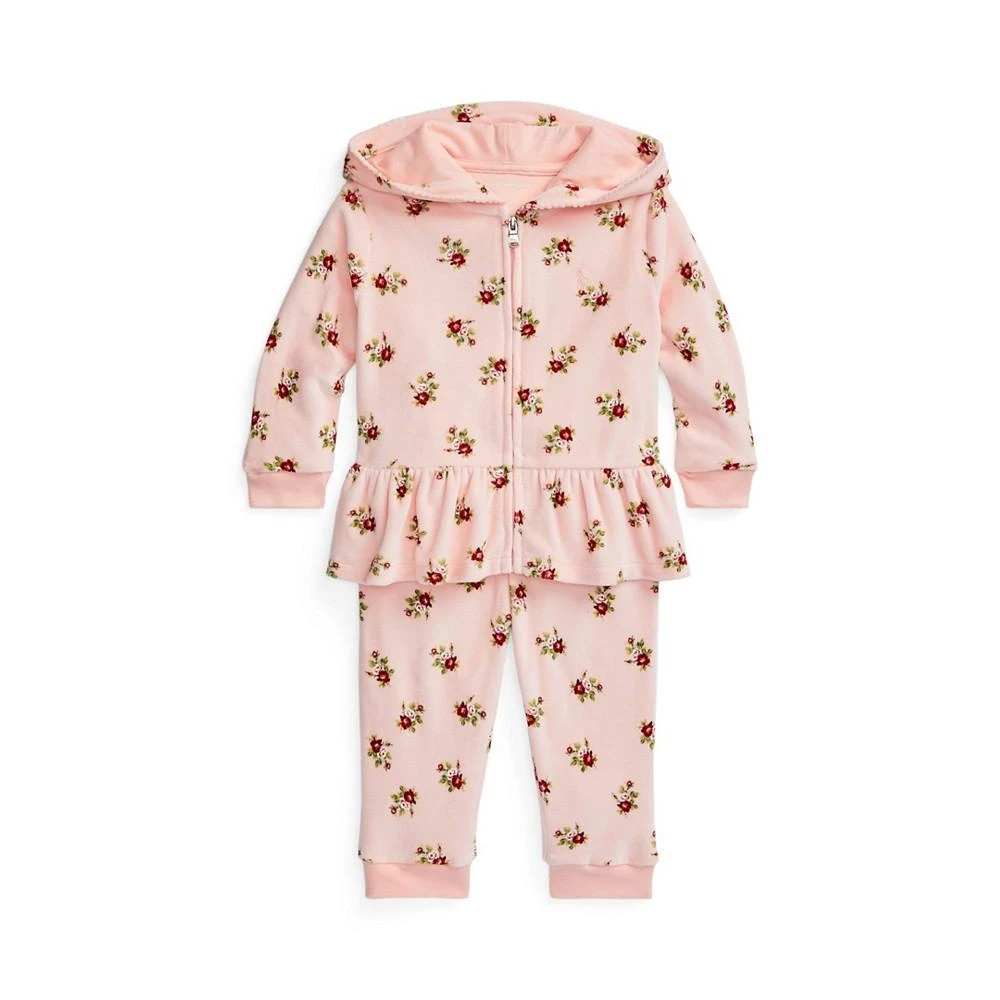 商品Ralph Lauren|Baby Girls Floral Velour Hoodie and Jogger Pants Set,价格¥264,第1张图片