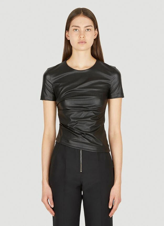 商品Helmut Lang|Faux Leather T-Shirt in Black,价格¥1264,第1张图片