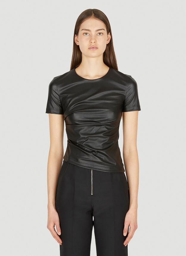 商品Helmut Lang|Faux Leather T-Shirt in Black,价格¥1007,第1张图片