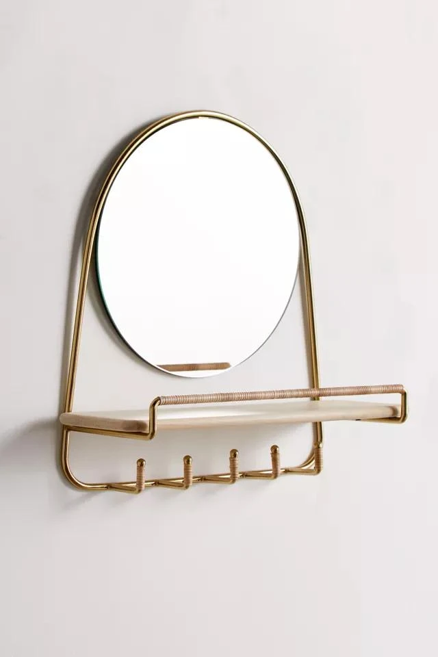 商品Urban Outfitters|Ella Mirror Multi-Hook Wall Shelf,价格¥967,第2张图片详细描述