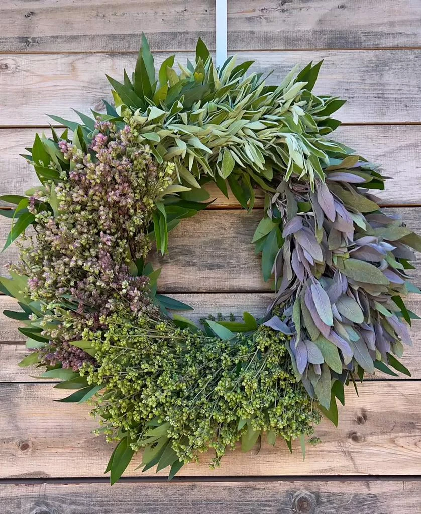 商品GreenishBlu|Fresh Real Bay Leaf, Sage and Oregano Wreath,价格¥619,第2张图片详细描述