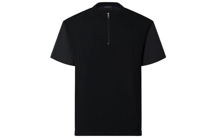 商品[国内直发] Louis Vuitton|FW23 纯色半拉链圆领短袖T恤 男款 黑色,价格¥8559,第1张图片