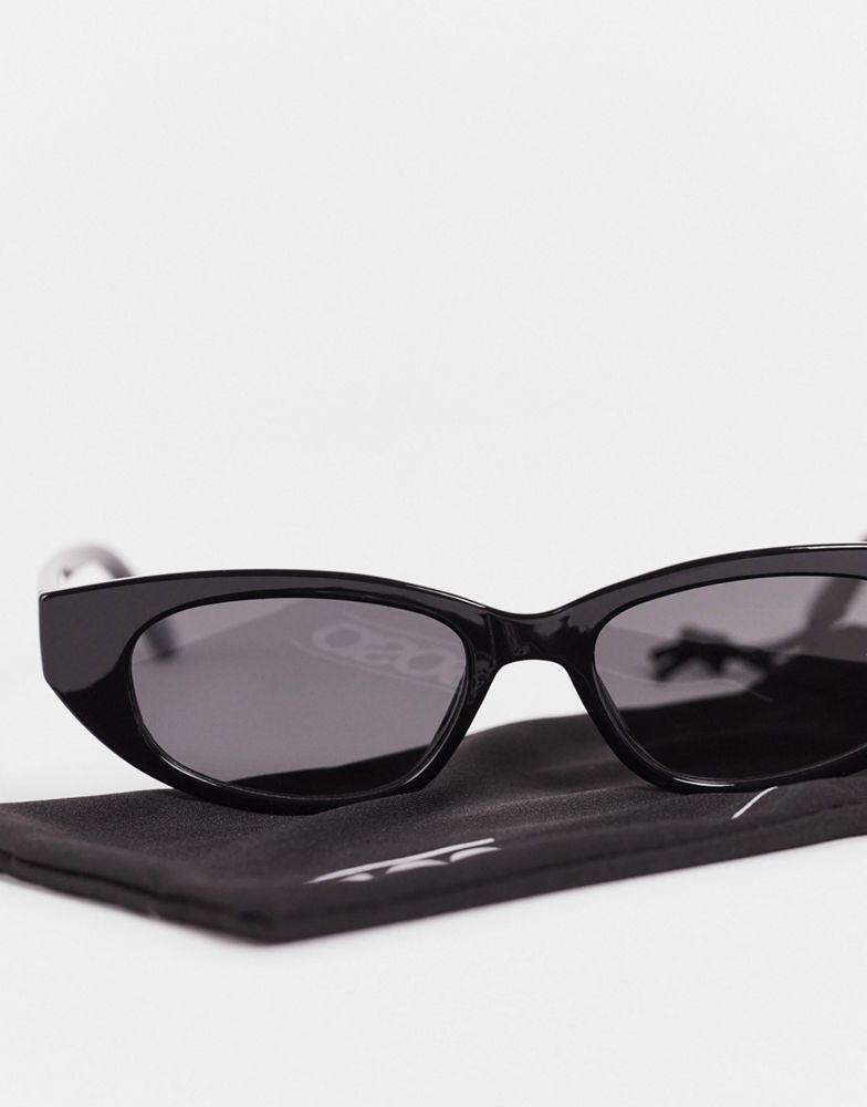 商品ASOS|ASOS DESIGN frame angled slim cat eye sunglasses in shiny black   - BLACK,价格¥47,第4张图片详细描述